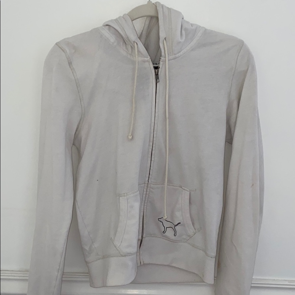 White PINK zip-up hoodie